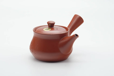 Japanese Tea Set - Floral Engraved Tokoname-yaki Kyusu Teapot and 5 Yunomi Teacups