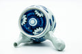 Japanese Kyusu - Blue Floral Arita-yaki Ceramic Filter Teapot - 400ml - overhead view showing the blue floral medallion on the lid and the side handle