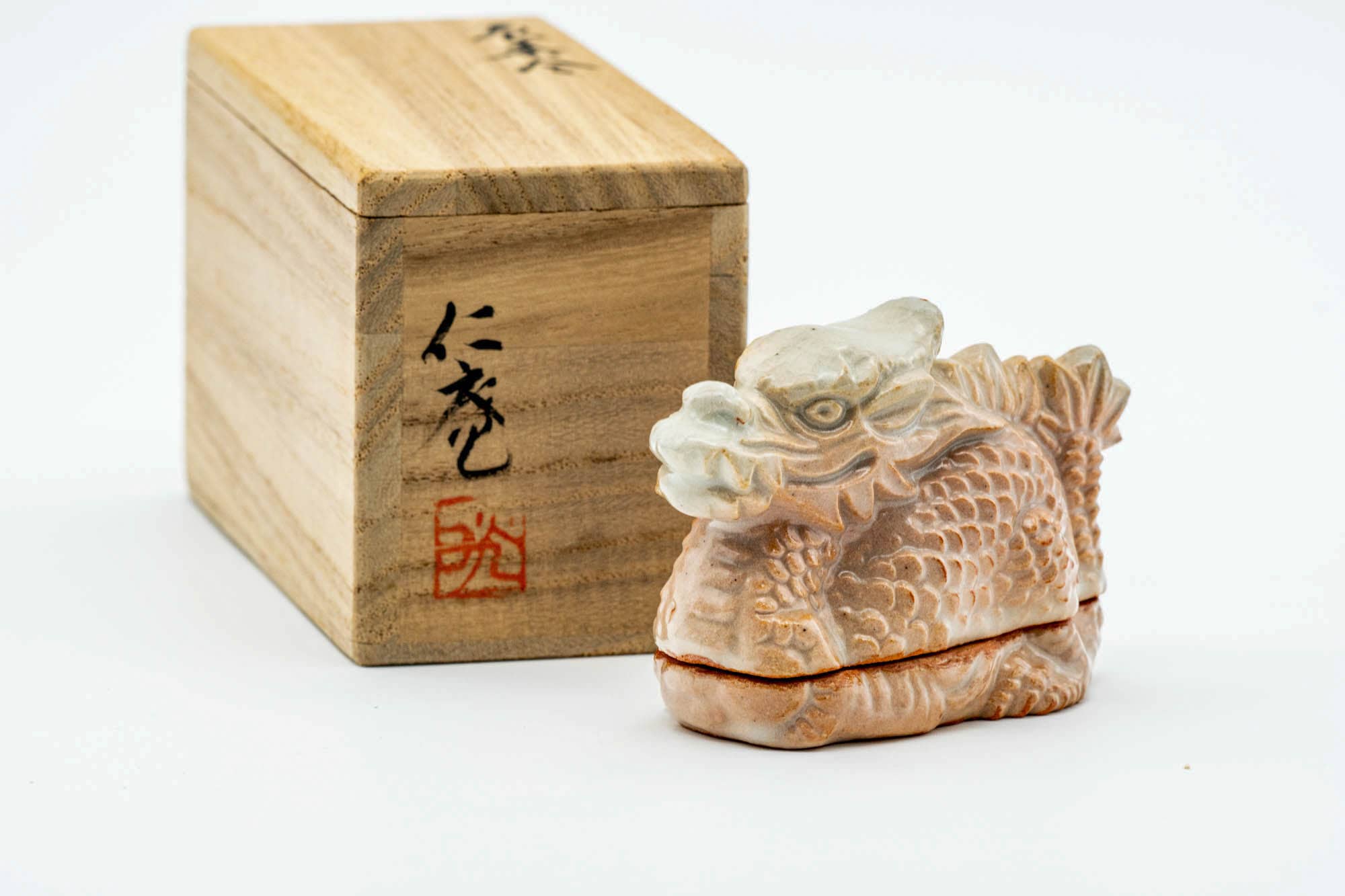 Japanese Kogo - Ceramic Dragon Incense Container