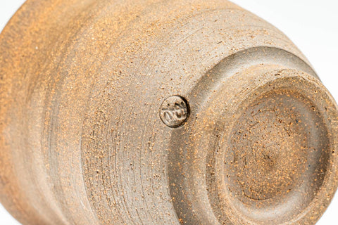 Japanese Teacup - Brown Spiraling Bizen-yaki Guinomi - 40ml