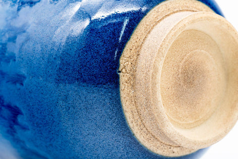 Japanese Teacup - Blue Drip-Glazed Thumb-Indented Yunomi - 200ml