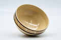 Tezumi — Japanese Matcha Bowl - Beige Floral Striped Kyo-yaki Chawan - 200ml — three-quarter view