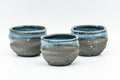 Japanese Teacups - Set of 3 Blue Celadon Snowflake Glazed Stoneware Guinomi - 60ml - Tezumi