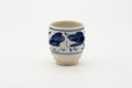 Tezumi — Japanese Teacup - Abstract Blue White Glazed Yunomi - 100ml — front view from another angle