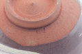 Tezumi — Japanese Matcha Bowl - Magenta Grey White Hakeme Chawan - 400ml — closeup of the glaze