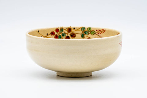 Tezumi — Japanese Matcha Bowl - Colourful Flowers Kyo-yaki Summer Chawan - 200ml — three-quarter view