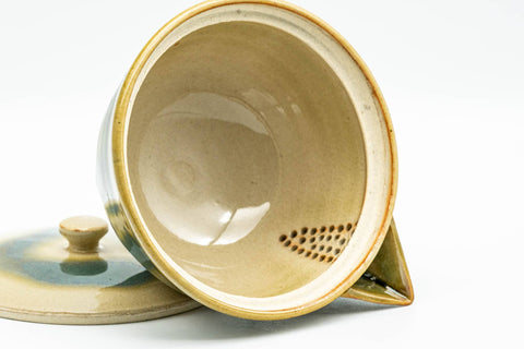 Japanese Tea Set - Green Drip-Glazed Agano-yaki Houhin Teapot with Katakuchi Water Cooler and 5 Guinomi Teacups