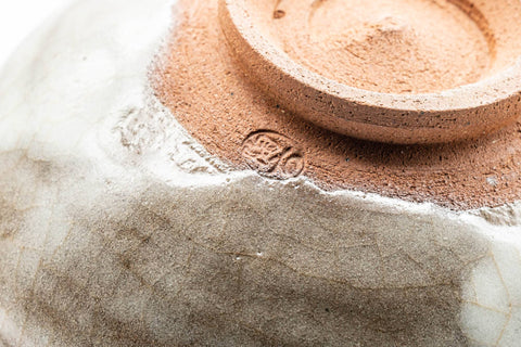 Japanese Matcha Bowl - Abstract Cloudy White Glazed Chawan - 300ml