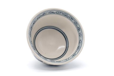 Japanese Matcha Bowl - Blue Floral Vietnamese-style Annan Chawan - 325ml