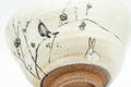 Japanese Matcha Bowl - Bunny Rabbit Plum Blossoms Milky White Glazed Chawan - 300ml - Tezumi