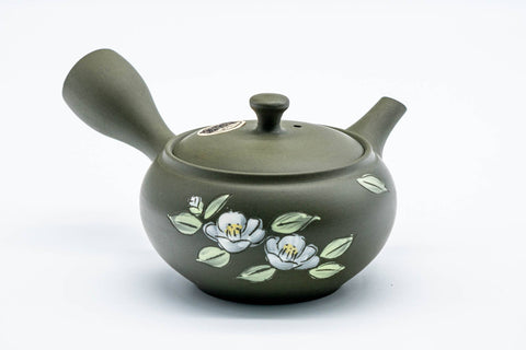 Camellia Painted Ryokudei Tokoname Teapot - 220ml