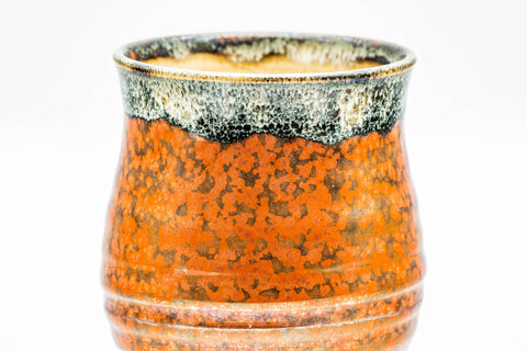 Japanese Teacup - Red Speckled Hare's Fur Glazed Yunomi - front view of the speckled body
