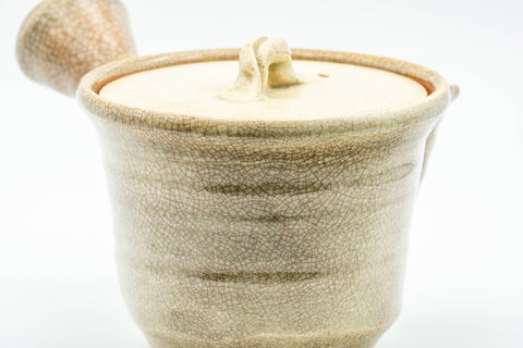 Tezumi — Japanese Kyusu - Beige Weathered Hagi-yaki Do-ake Teapot - 330ml — closeup of the decoration