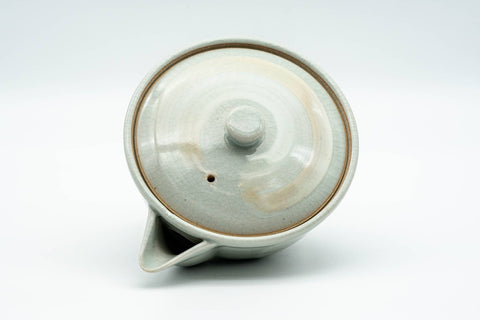 Japanese Houhin - Grey White Hakeme Ceramic Filter Handleless Teapot - 150ml - Tezumi