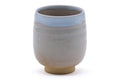 Tezumi — Japanese Teacup - Beige White Weathered Hagi-yaki Yunomi - 190ml — inverted showing the foot ring