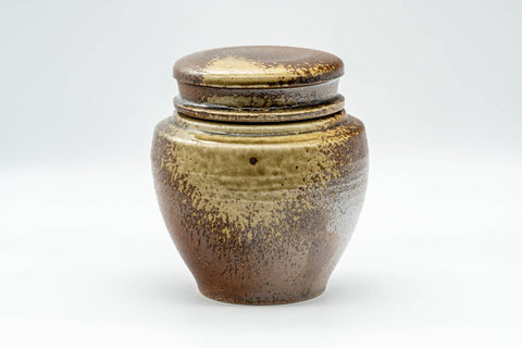 Japanese Canister - 茶壺 Brown Ash-Glazed Shigaraki-yaki Tea Canister - 400ml - Tezumi