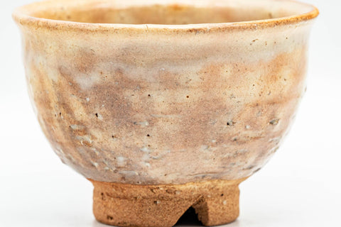 Japanese Teacup - Beige Milky Textured Hagi-yaki Yunomi - 100ml - three-quarter front view