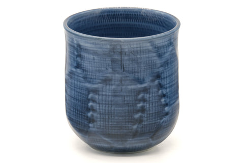 Japanese Teacup - Blue Faceted Porcelain Yunomi - 240ml