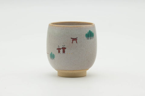 Tezumi — Japanese Teacup - 赤膊山 Akiyama Kiln - Nara Village-themed Akahada-yaki Yunomi - 150ml — front view from another angle