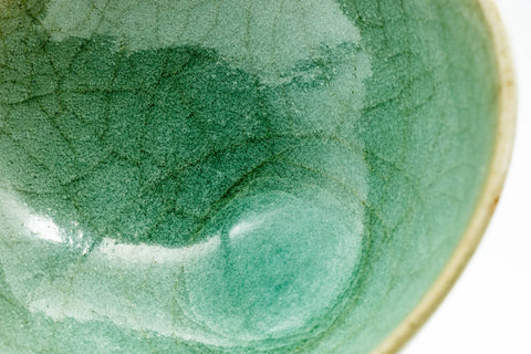 Japanese Matcha Bowl - Korean-Style Green Celadon Crackle Glazed Chawan - 150ml