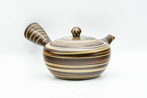 Japanese Kyusu - Nobuyasu Nerikomi Tokoname-yaki Teapot - 275ml - view from the handle side