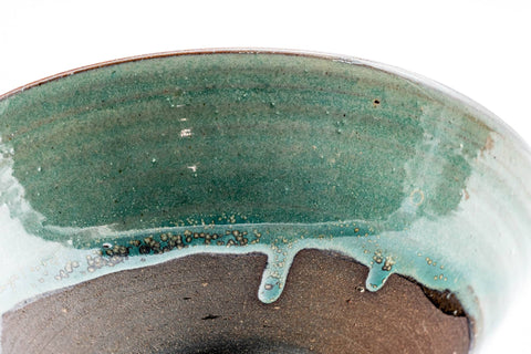 Japanese Matcha Bowl - Green Drip-Glazed Hira-gata Chawan - 200ml