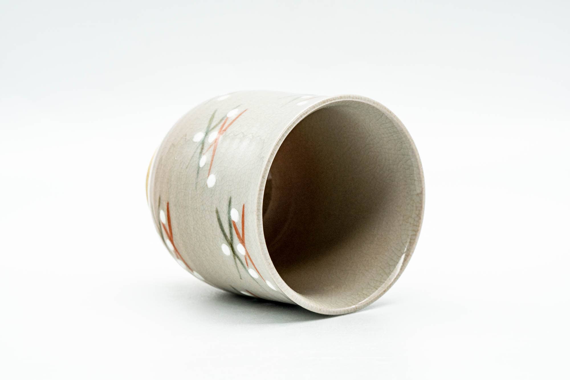 Japanese Teacup - Beige Geometric Decorated Yunomi - 175ml