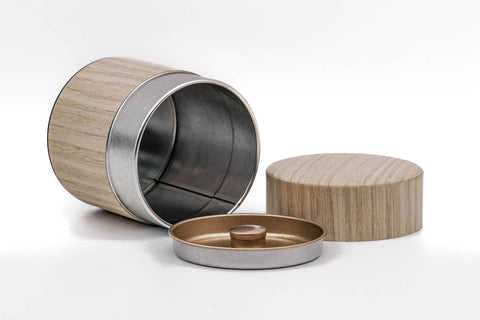Oak Wood Veneer Tea Canister - 100g