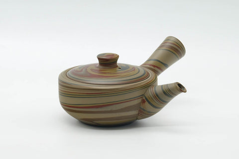 Japanese Kyusu - 白山 Hakusan - Yellow Green Red Nerikomi Tokoname Teapot - 165ml