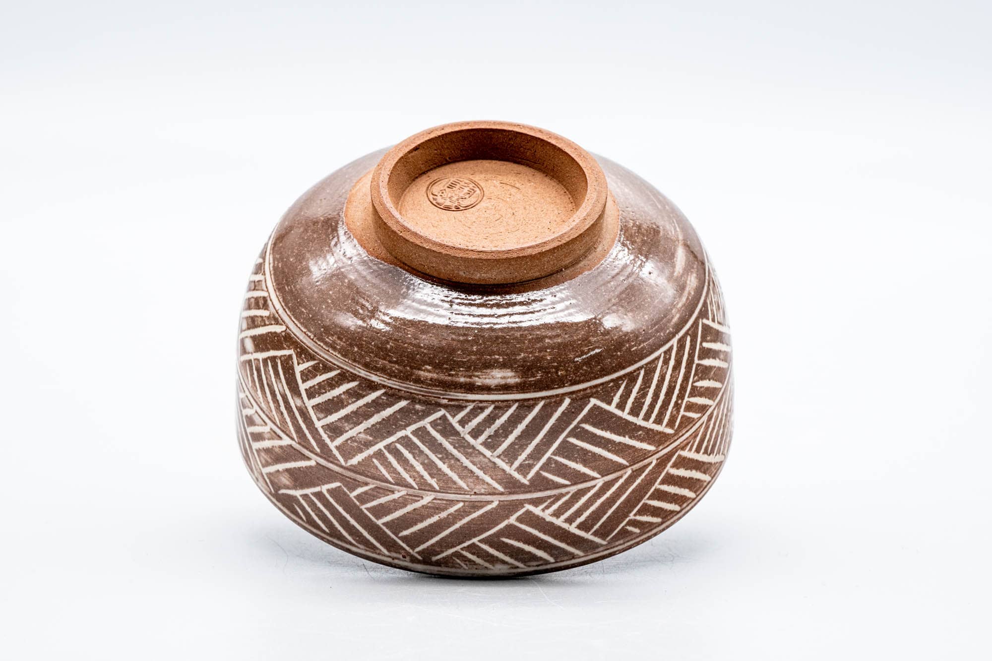 Japanese Matcha Bowl - Geometric Floral Mishima Glazed Kiyomizu-yaki Chawan - 150ml