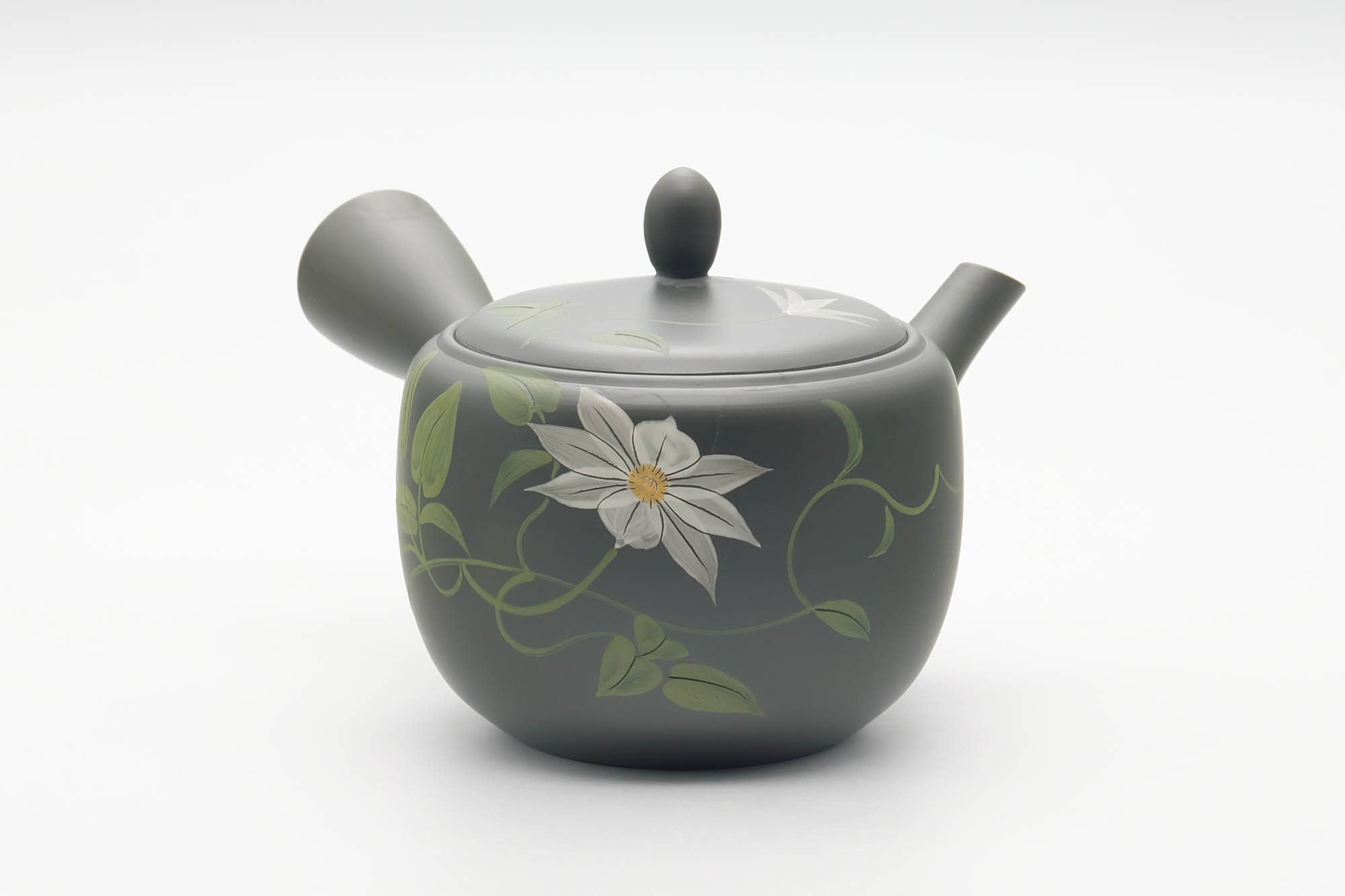 Japanese Kyusu - Floral Green Ryokudei Tokoname-yaki Mesh Teapot - 400ml