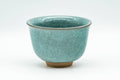 Japanese Teacup - Teal Snowflake Celadon Glazed Yunomi - 150ml - side view of the snowflake celadon glaze