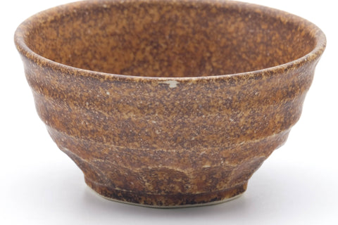 Tezumi — Japanese Teacup - Earthy Brown Geometric-shaped Yunomi - 240ml — tipped to show the interior