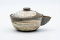Tezumi — Japanese Houhin - Weathered Grey Hakeme Glazed Handleless Teapot - 140ml — three-quarter view from the opposite side