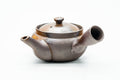 Japanese Kyusu - Ash Glazed Banko-yaki Mesh Teapot - 230ml - three-quarter view from the right, spout toward the camera