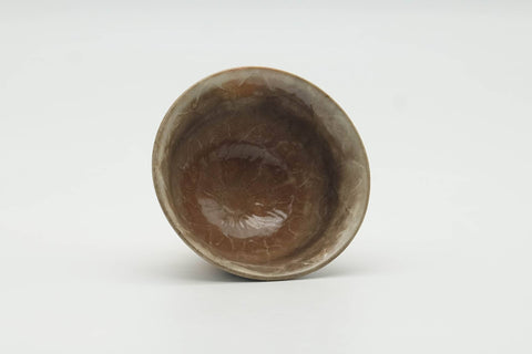 Tezumi — Japanese Teacup - Beige Crazed Glazed Hagi-yaki Yunomi - 80ml — three-quarter view