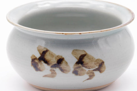Tezumi — Japanese Kensui - Abstract Grey Glazed Water Bowl - 550ml — tipped to show the interior