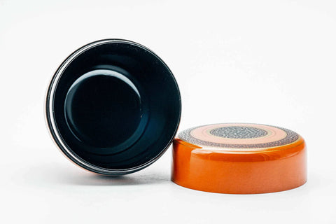 Japanese Natsume - Gold Striped Red Lacquer Matcha Tea Caddy - 110ml