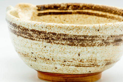 Japanese Katakuchi - Speckled Beige Brown Hakeme Matcha Pouring Bowl - 300ml