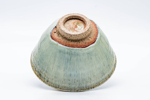Japanese Matcha Bowl - Sage Hare's Fur Drip-Glazed Chawan - 450ml - underside view showing the unglazed foot ring (kodai)