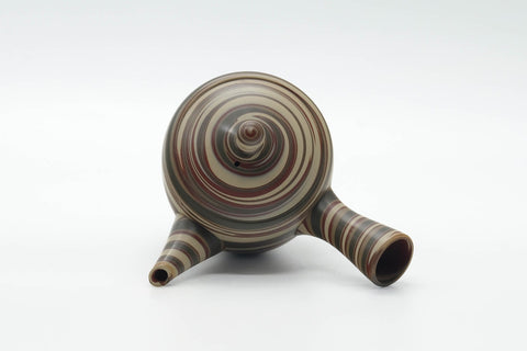 Tezumi — Japanese Kyusu - Green Red White Nerikomi Tokoname Teapot - 310ml — interior view showing the filter
