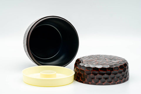 Japanese Chazutsu - Burgundy Plum Blossoms Plastic Tea Canister - 200ml - Tezumi