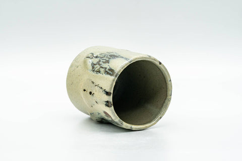 Japanese Teacup - Sage Green Thick Drip-Glazed Yunomi - 110ml - cup tilted to show the interior