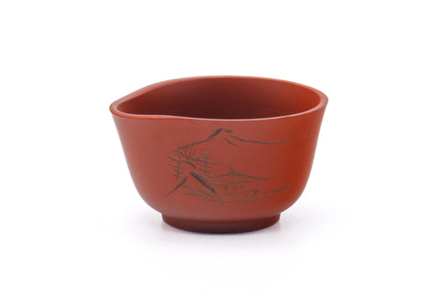 Tezumi — Japanese Katakuchi - Mountainous Red Shudei Tokoname-yaki Water Cooler - 120ml — front view from another angle
