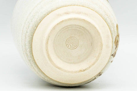 Japanese Teacups - Pair of Beige Floral Kiyomizu-yaki Yunomi - 110ml