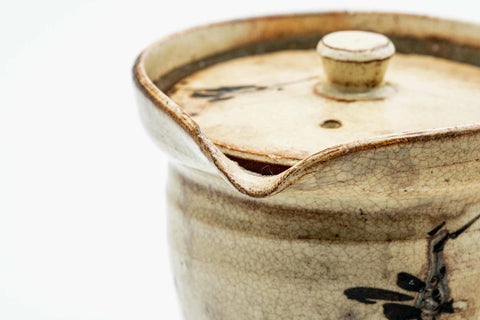 Japanese Shiboridashi - Beige Egret Kiyomizu-yaki Handle-less Teapot - 180ml