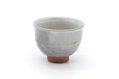 Another angle showing the pink gohonte spotting over the grey-white glaze.