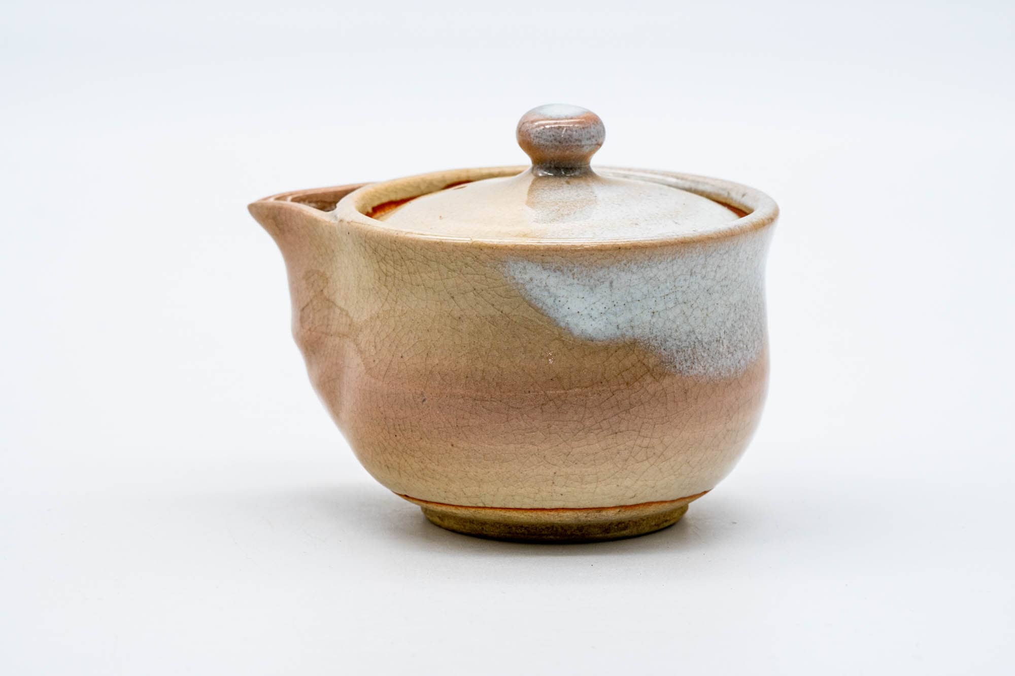 Japanese Houhin - 天鵬山 Tsubaki Kiln - Beige White Glazed Hagi-yaki Ceramic Teapot - 130ml