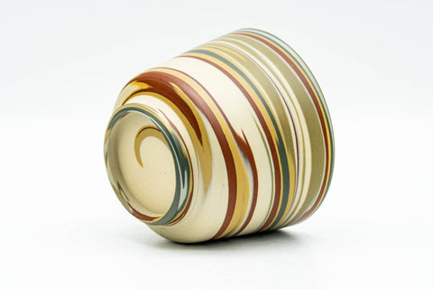 Japanese Teacup - Green Red Yellow Marbled Nerikomi Tokoname-yaki Yunomi - 120ml