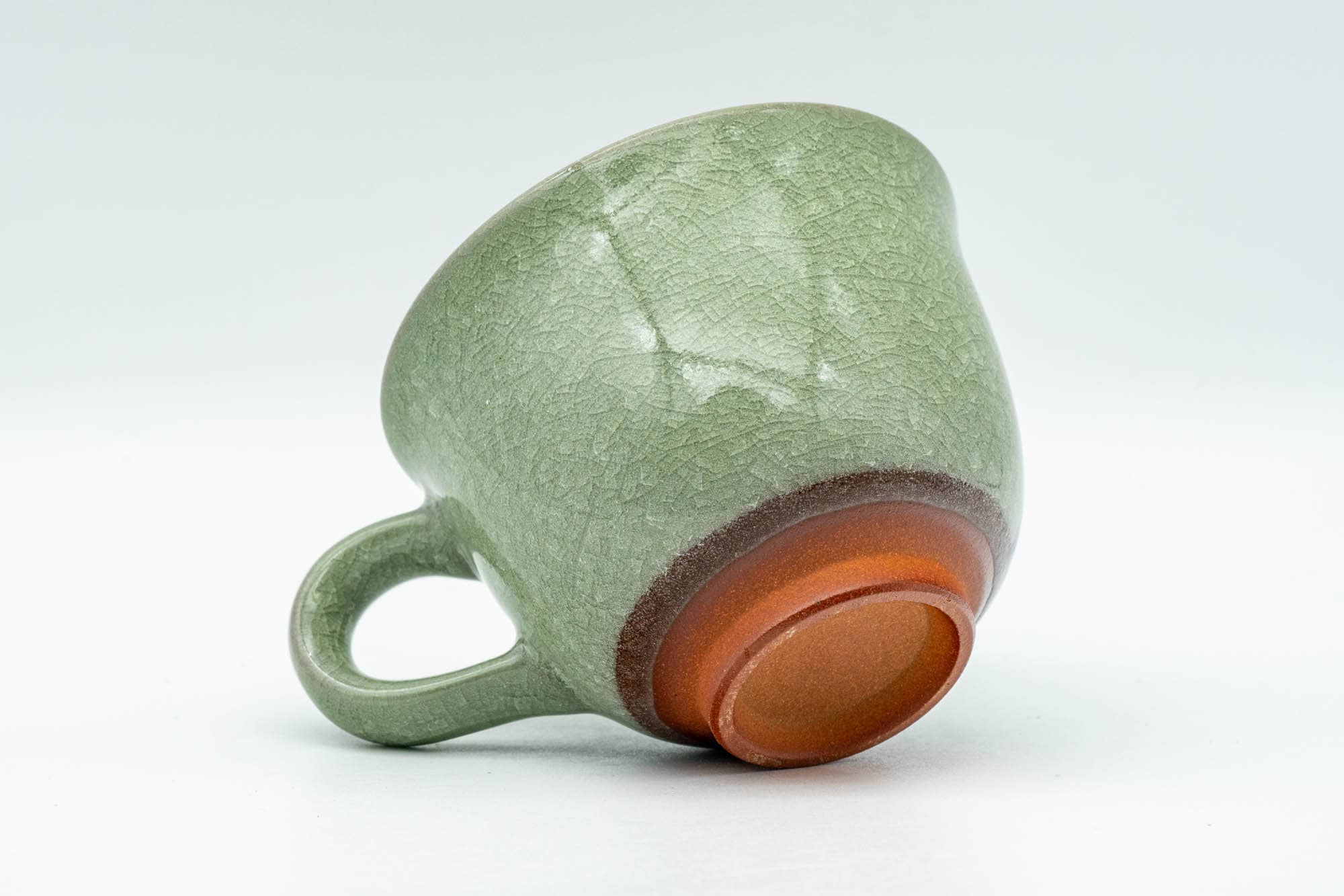 Japanese Teacup - Floral Green Celadon Ushirode Yunomi - 150ml - Tezumi